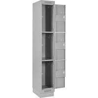 Clean Line Lockers, 3 -tier, Bank of 4, 48" x 18" x 76", Steel, Grey, Rivet (Assembled) NRZ Safety Inc.