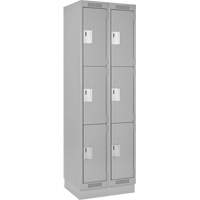 Clean Line Lockers, 3 -tier, Bank of 2, 24" x 18" x 76", Steel, Grey, Rivet (Assembled) NRZ Safety Inc.