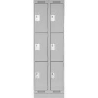Clean Line Lockers, 3 -tier, Bank of 2, 24" x 18" x 76", Steel, Grey, Rivet (Assembled) NRZ Safety Inc.