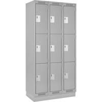 Clean Line Lockers, 3 -tier, Bank of 3, 36" x 18" x 76", Steel, Grey, Rivet (Assembled) NRZ Safety Inc.