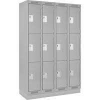 Clean Line Lockers, 3 -tier, Bank of 4, 48" x 18" x 76", Steel, Grey, Rivet (Assembled) NRZ Safety Inc.