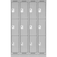 Clean Line Lockers, 3 -tier, Bank of 4, 48" x 18" x 76", Steel, Grey, Rivet (Assembled) NRZ Safety Inc.
