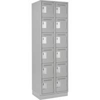 Clean Line Lockerette, 6 -tier, Bank of 2, 24" x 18" x 76", Steel, Grey, Rivet (Assembled) NRZ Safety Inc.