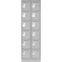 Clean Line Lockerette, 6 -tier, Bank of 2, 24" x 18" x 76", Steel, Grey, Rivet (Assembled) NRZ Safety Inc.