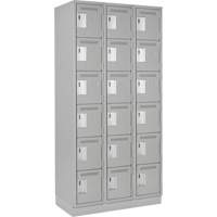 Clean Line Lockerette, 6 -tier, Bank of 3, 36" x 18" x 76", Steel, Grey, Rivet (Assembled) NRZ Safety Inc.