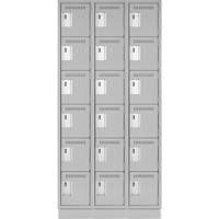 Clean Line Lockerette, 6 -tier, Bank of 3, 36" x 18" x 76", Steel, Grey, Rivet (Assembled) NRZ Safety Inc.