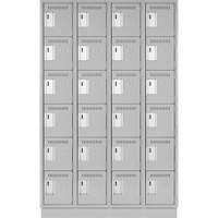 Clean Line Lockerette, 6 -tier, Bank of 4, 48" x 18" x 76", Steel, Grey, Rivet (Assembled) NRZ Safety Inc.