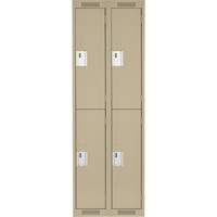 Clean Line Lockers, 2 -tier, Bank of 2, 24" x 18" x 72", Steel, Beige, Rivet (Assembled) NRZ Safety Inc.