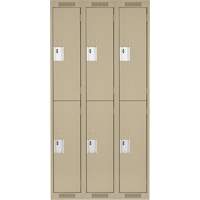 Clean Line Lockers, 2 -tier, Bank of 3, 36" x 18" x 72", Steel, Beige, Rivet (Assembled) NRZ Safety Inc.