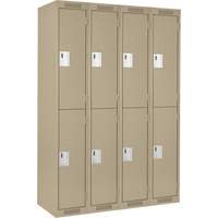 Clean Line Lockers, 2 -tier, Bank of 4, 48" x 18" x 72", Steel, Beige, Rivet (Assembled) NRZ Safety Inc.