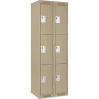 Clean Line Lockers, 3 -tier, Bank of 2, 24" x 18" x 72", Steel, Beige, Rivet (Assembled) NRZ Safety Inc.