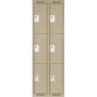 Clean Line Lockers, 3 -tier, Bank of 2, 24" x 18" x 72", Steel, Beige, Rivet (Assembled) NRZ Safety Inc.