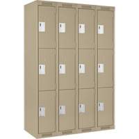 Clean Line Lockers, 3 -tier, Bank of 4, 48" x 18" x 72", Steel, Beige, Rivet (Assembled) NRZ Safety Inc.