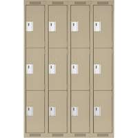 Clean Line Lockers, 3 -tier, Bank of 4, 48" x 18" x 72", Steel, Beige, Rivet (Assembled) NRZ Safety Inc.