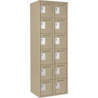 Clean Line Lockerette, 6 -tier, Bank of 2, 24" x 18" x 72", Steel, Beige, Rivet (Assembled) NRZ Safety Inc.