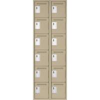 Clean Line Lockerette, 6 -tier, Bank of 2, 24" x 18" x 72", Steel, Beige, Rivet (Assembled) NRZ Safety Inc.