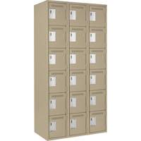 Clean Line Lockerette, 6 -tier, Bank of 3, 36" x 18" x 72", Steel, Beige, Rivet (Assembled) NRZ Safety Inc.