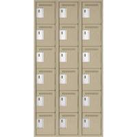Clean Line Lockerette, 6 -tier, Bank of 3, 36" x 18" x 72", Steel, Beige, Rivet (Assembled) NRZ Safety Inc.