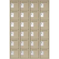 Petits casiers Clean Line, 6 niveaux, Bloc de 4, 48" x 18" x 72", Acier, Beige, Rivet (assembl&eacute;) NRZ Safety Inc.