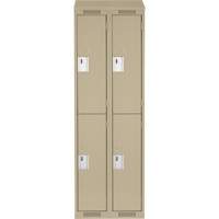 Clean Line Lockers, 2 -tier, Bank of 2, 24" x 18" x 78", Steel, Beige, Rivet (Assembled) NRZ Safety Inc.