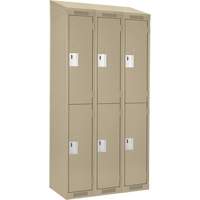 Clean Line Lockers, 2 -tier, Bank of 3, 36" x 18" x 78", Steel, Beige, Rivet (Assembled) NRZ Safety Inc.