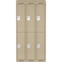 Clean Line Lockers, 2 -tier, Bank of 3, 36" x 18" x 78", Steel, Beige, Rivet (Assembled) NRZ Safety Inc.