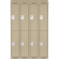 Clean Line Lockers, 2 -tier, Bank of 4, 48" x 18" x 78", Steel, Beige, Rivet (Assembled) NRZ Safety Inc.