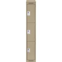 Clean Line Lockers, 3 -tier, 12" x 18" x 78", Steel, Beige, Rivet (Assembled) NRZ Safety Inc.