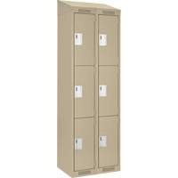 Clean Line Lockers, 3 -tier, Bank of 2, 24" x 18" x 78", Steel, Beige, Rivet (Assembled) NRZ Safety Inc.