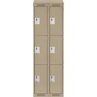 Clean Line Lockers, 3 -tier, Bank of 2, 24" x 18" x 78", Steel, Beige, Rivet (Assembled) NRZ Safety Inc.