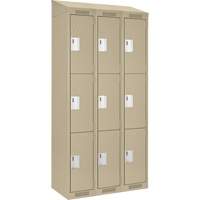 Clean Line Lockers, 3 -tier, Bank of 3, 36" x 18" x 78", Steel, Beige, Rivet (Assembled) NRZ Safety Inc.