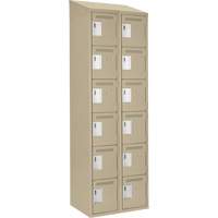 Clean Line Lockerette, 6 -tier, Bank of 2, 24" x 18" x 78", Steel, Beige, Rivet (Assembled) NRZ Safety Inc.