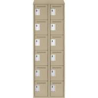 Clean Line Lockerette, 6 -tier, Bank of 2, 24" x 18" x 78", Steel, Beige, Rivet (Assembled) NRZ Safety Inc.