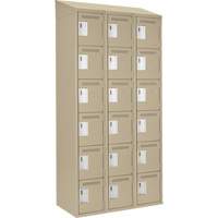 Clean Line Lockerette, 6 -tier, Bank of 3, 36" x 18" x 78", Steel, Beige, Rivet (Assembled) NRZ Safety Inc.
