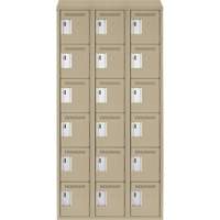 Clean Line Lockerette, 6 -tier, Bank of 3, 36" x 18" x 78", Steel, Beige, Rivet (Assembled) NRZ Safety Inc.