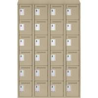 Clean Line Lockerette, 6 -tier, Bank of 4, 48" x 18" x 78", Steel, Beige, Rivet (Assembled) NRZ Safety Inc.