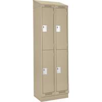 Clean Line Lockers, 2 -tier, Bank of 2, 24" x 18" x 82", Steel, Beige, Rivet (Assembled) NRZ Safety Inc.