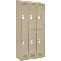 Clean Line Lockers, 2 -tier, Bank of 3, 36" x 18" x 82", Steel, Beige, Rivet (Assembled) NRZ Safety Inc.