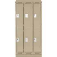 Clean Line Lockers, 2 -tier, Bank of 3, 36" x 18" x 82", Steel, Beige, Rivet (Assembled) NRZ Safety Inc.