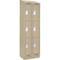 Clean Line Lockers, 3 -tier, Bank of 2, 24" x 18" x 82", Steel, Beige, Rivet (Assembled) NRZ Safety Inc.
