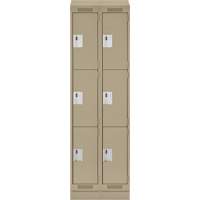 Clean Line Lockers, 3 -tier, Bank of 2, 24" x 18" x 82", Steel, Beige, Rivet (Assembled) NRZ Safety Inc.