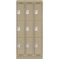 Clean Line Lockers, 3 -tier, Bank of 3, 36" x 18" x 82", Steel, Beige, Rivet (Assembled) NRZ Safety Inc.