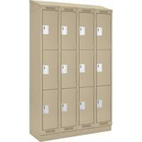 Clean Line Lockers, 3 -tier, Bank of 4, 48" x 18" x 82", Steel, Beige, Rivet (Assembled) NRZ Safety Inc.