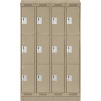 Clean Line Lockers, 3 -tier, Bank of 4, 48" x 18" x 82", Steel, Beige, Rivet (Assembled) NRZ Safety Inc.