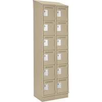 Clean Line Lockerette , 6 -tier, Bank of 2, 24" x 18" x 82", Steel, Beige, Rivet (Assembled) NRZ Safety Inc.