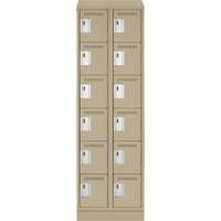 Clean Line Lockerette , 6 -tier, Bank of 2, 24" x 18" x 82", Steel, Beige, Rivet (Assembled) NRZ Safety Inc.