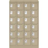Clean Line Lockerette , 6 -tier, Bank of 4, 48" x 18" x 82", Steel, Beige, Rivet (Assembled) NRZ Safety Inc.
