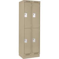 Clean Line Lockers, 2 -tier, Bank of 2, 24" x 18" x 76", Steel, Beige, Rivet (Assembled) NRZ Safety Inc.