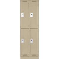 Clean Line Lockers, 2 -tier, Bank of 2, 24" x 18" x 76", Steel, Beige, Rivet (Assembled) NRZ Safety Inc.