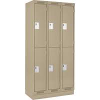 Clean Line Lockers, 2 -tier, Bank of 3, 36" x 18" x 76", Steel, Beige, Rivet (Assembled) NRZ Safety Inc.